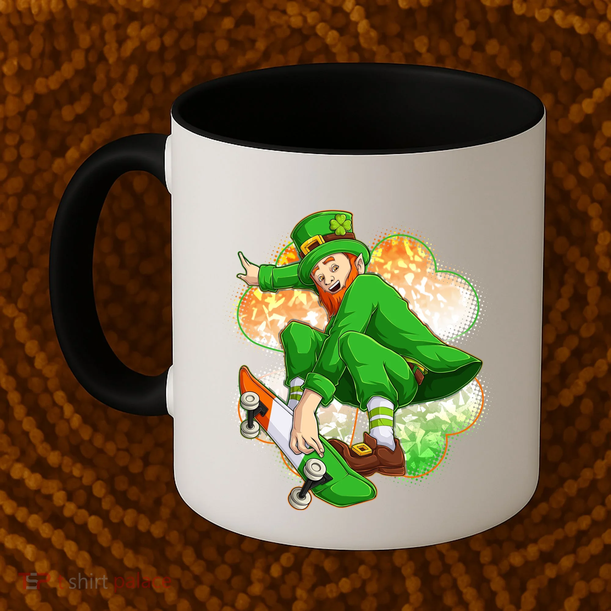 Happy St Patricks Day Skateboarding Leprechaun Coffee Mug