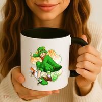 Happy St Patricks Day Skateboarding Leprechaun Coffee Mug thumb 3