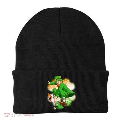 Happy St Patricks Day Skateboarding Leprechaun Beanie