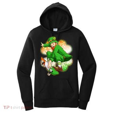 Happy St Patricks Day Skateboarding Leprechaun Women's Hoodie