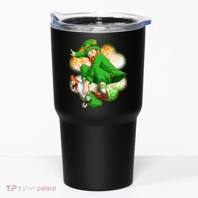 Happy St Patricks Day Skateboarding Leprechaun Tumbler