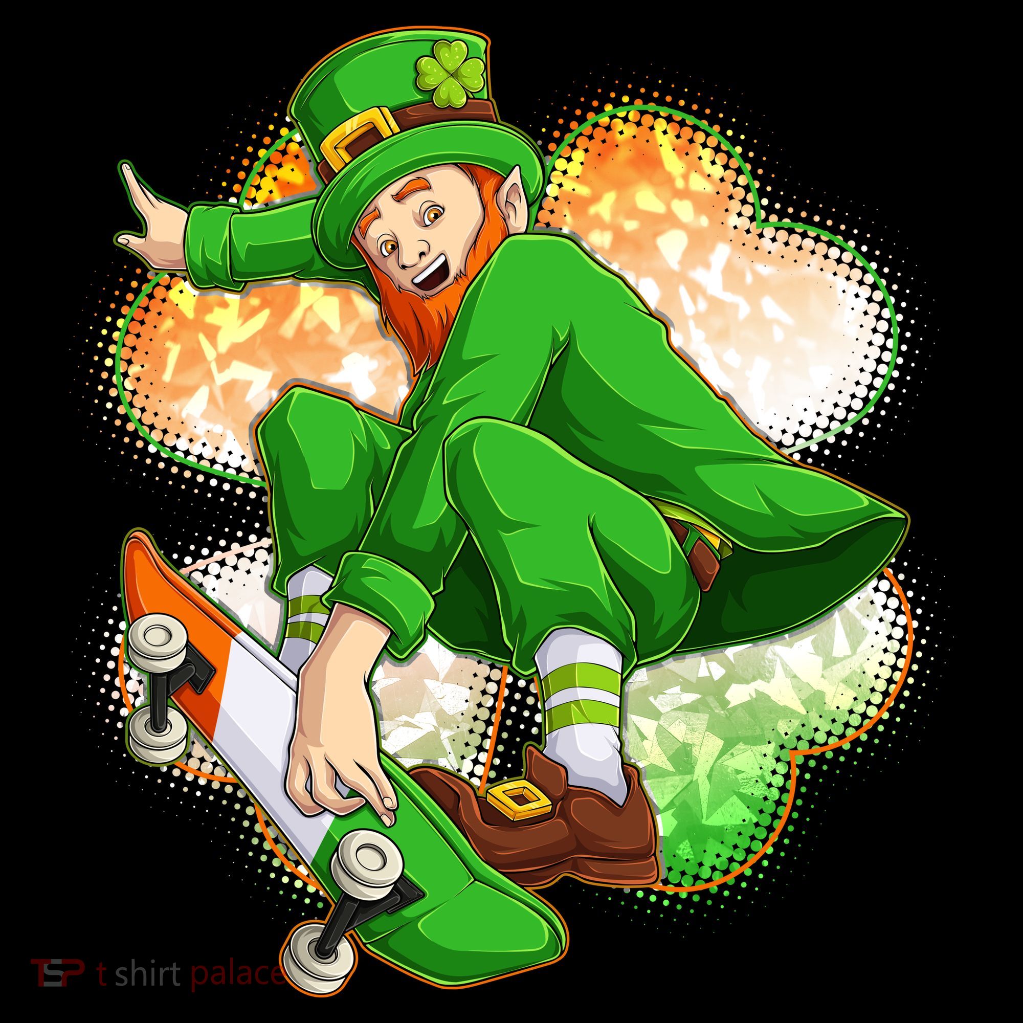 Happy St Patricks Day Skateboarding Leprechaun Ornament