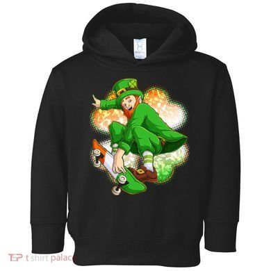 Happy St Patricks Day Skateboarding Leprechaun Toddler Hoodie
