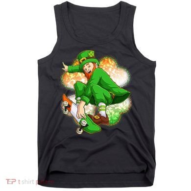 Happy St Patricks Day Skateboarding Leprechaun Tank Top