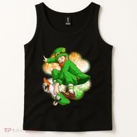 Happy St Patricks Day Skateboarding Leprechaun Tank Top thumb 2