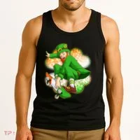 Happy St Patricks Day Skateboarding Leprechaun Tank Top thumb 3
