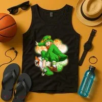 Happy St Patricks Day Skateboarding Leprechaun Tank Top thumb 4