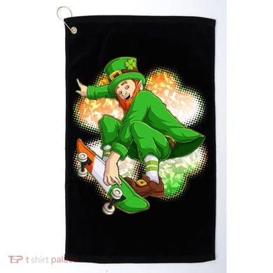 Happy St Patricks Day Skateboarding Leprechaun Golf Towel