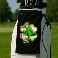 Happy St Patricks Day Skateboarding Leprechaun Golf Towel thumb 2
