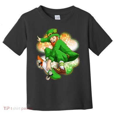 Happy St Patricks Day Skateboarding Leprechaun Toddler T-Shirt