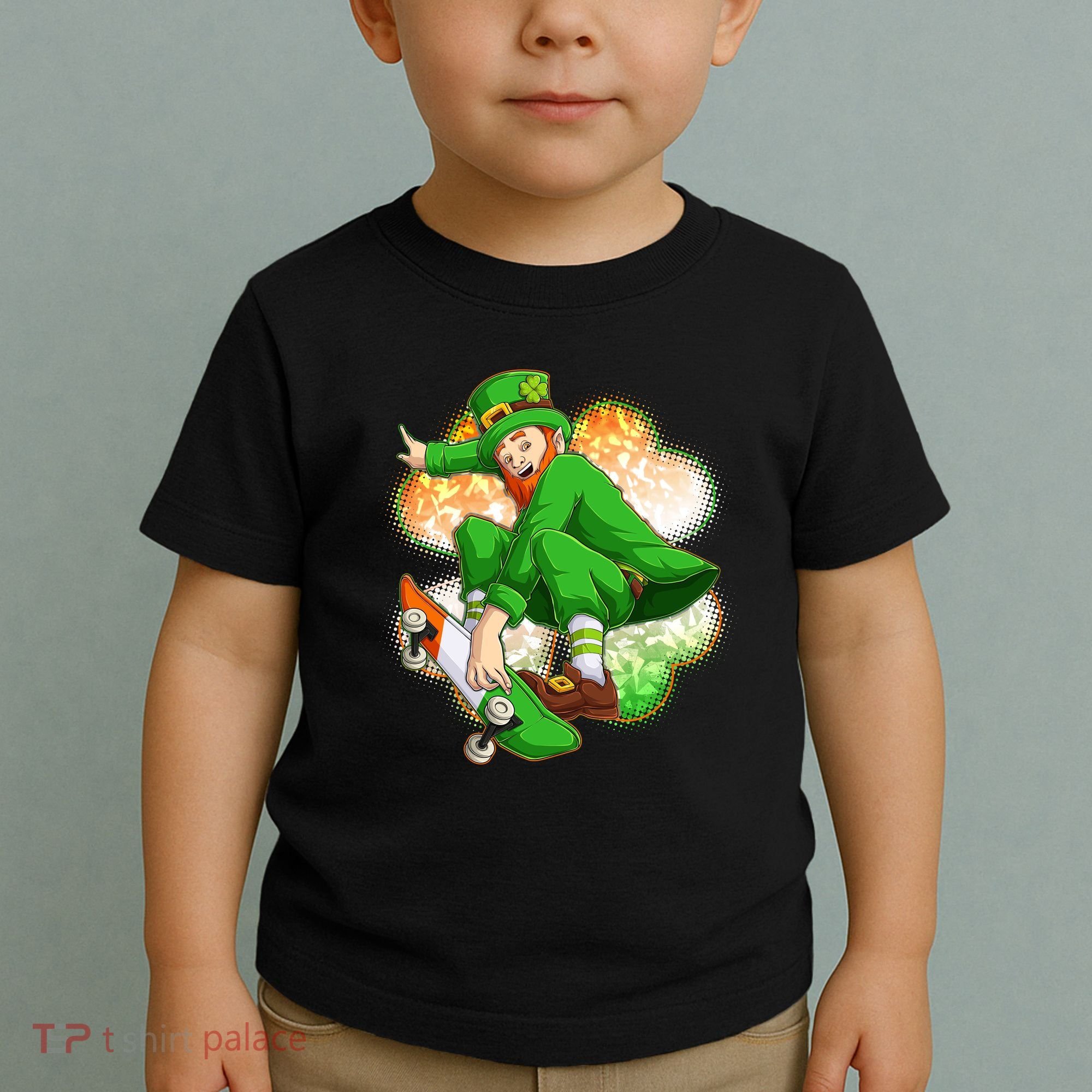 Happy St Patricks Day Skateboarding Leprechaun Toddler T-Shirt