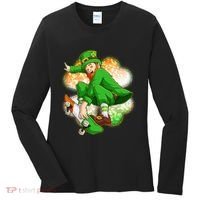 Happy St Patricks Day Skateboarding Leprechaun Women's Long Sleeve Shirt thumb 0