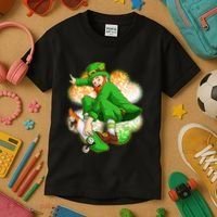 Happy St Patricks Day Skateboarding Leprechaun Kids T-Shirt thumb 3
