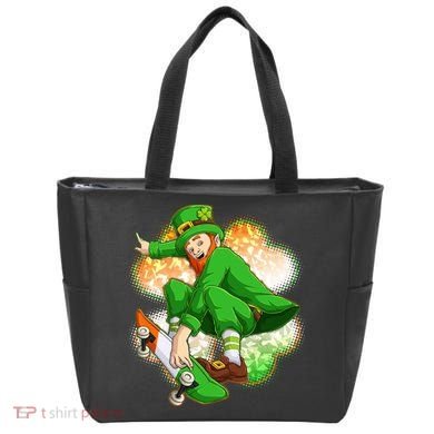 Happy St Patricks Day Skateboarding Leprechaun Tote Bag