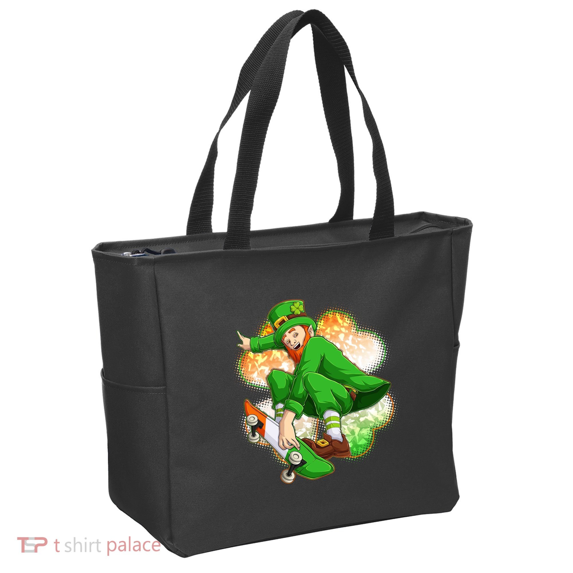 Happy St Patricks Day Skateboarding Leprechaun Tote Bag
