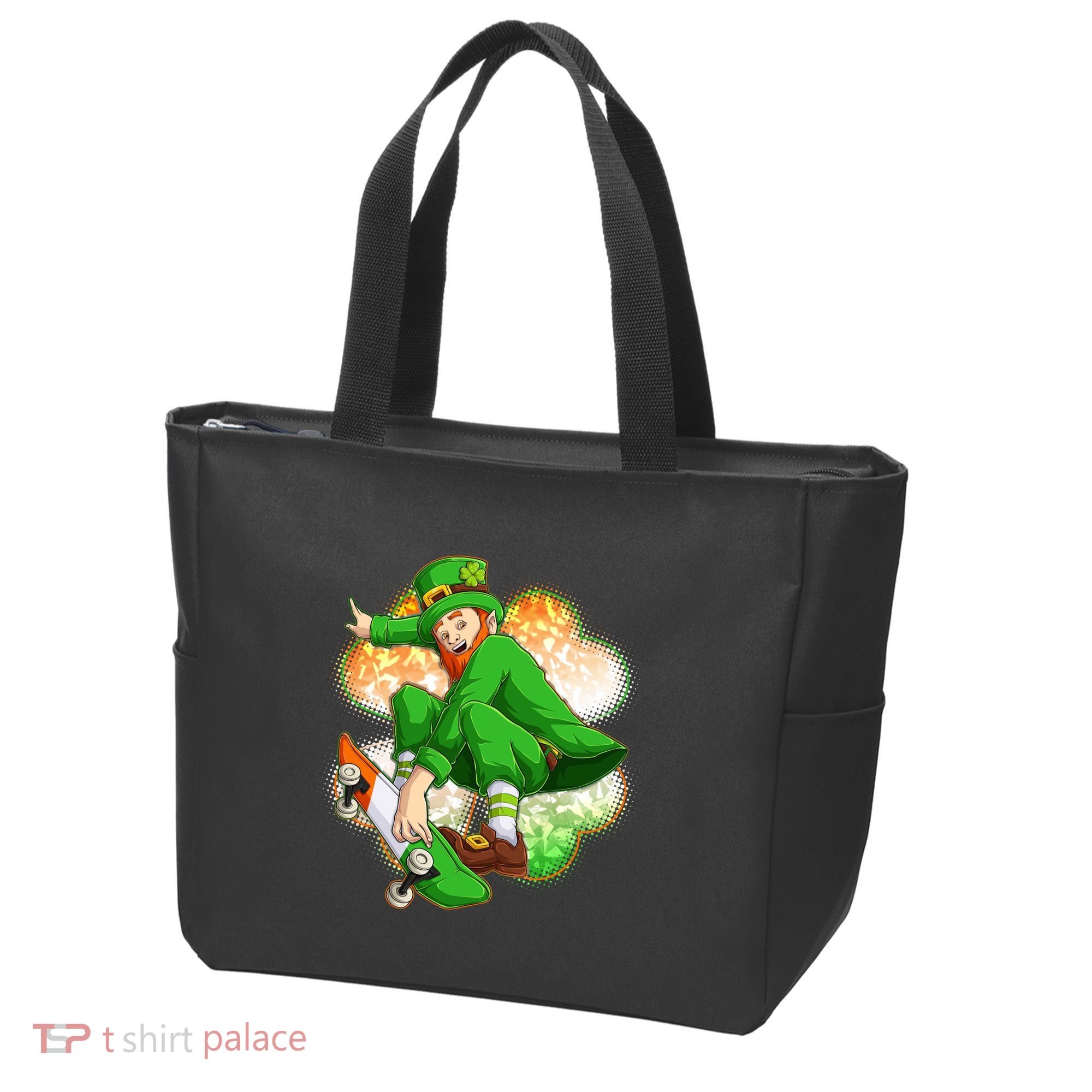 Happy St Patricks Day Skateboarding Leprechaun Tote Bag