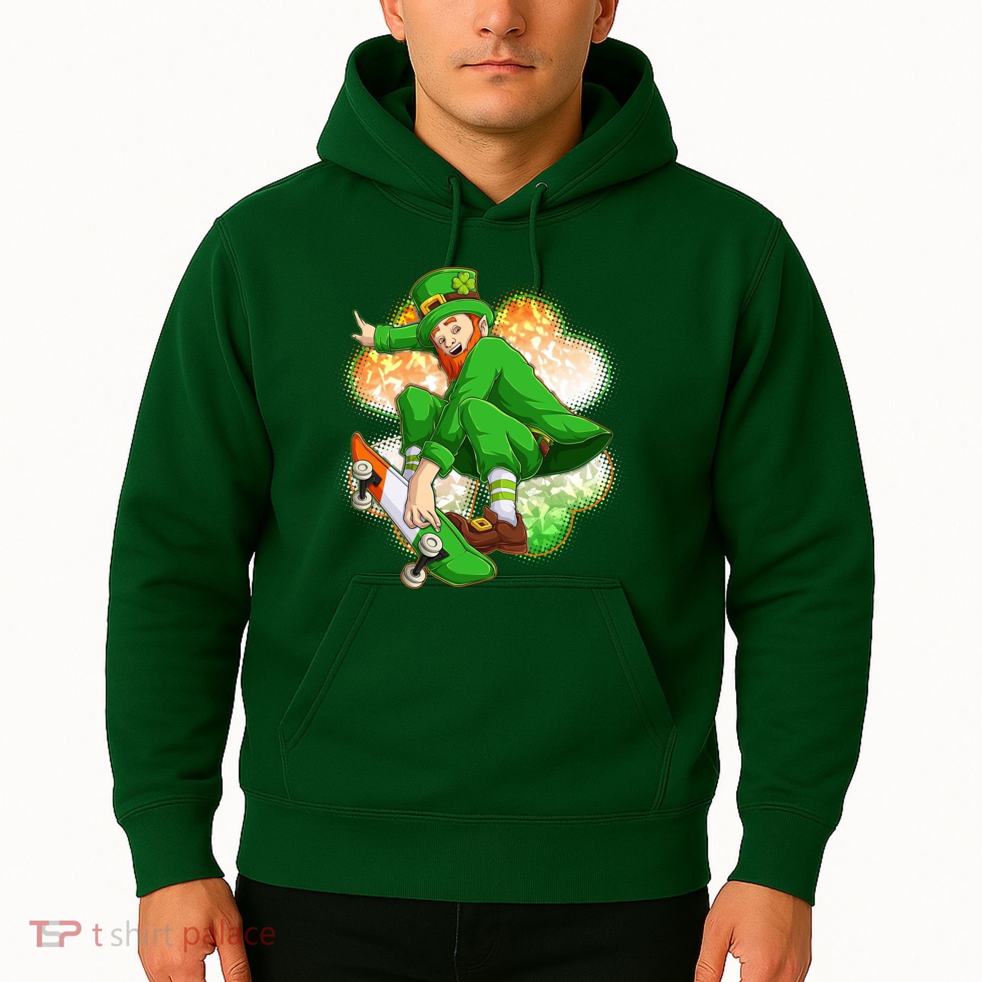Happy St Patricks Day Skateboarding Leprechaun Hoodie