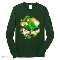 Happy St Patricks Day Skateboarding Leprechaun Long Sleeve Shirt thumb 0