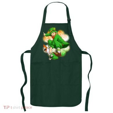 Happy St Patricks Day Skateboarding Leprechaun Apron