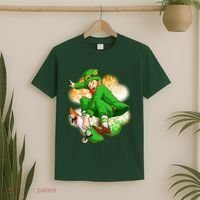 Happy St Patricks Day Skateboarding Leprechaun T-Shirt thumb 2