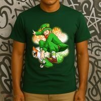 Happy St Patricks Day Skateboarding Leprechaun T-Shirt thumb 3