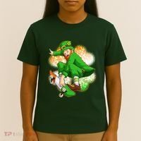 Happy St Patricks Day Skateboarding Leprechaun T-Shirt thumb 4