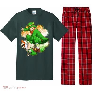 Happy St Patricks Day Skateboarding Leprechaun Pajama Set