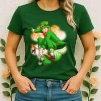 Happy St Patricks Day Skateboarding Leprechaun Women's T-Shirt thumb 2