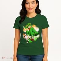 Happy St Patricks Day Skateboarding Leprechaun Women's T-Shirt thumb 4