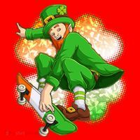 Happy St Patricks Day Skateboarding Leprechaun Santa Hat thumb 1