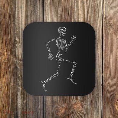 Human Skeleton Running Bone Names Anatomy Labels for Geeks Coaster