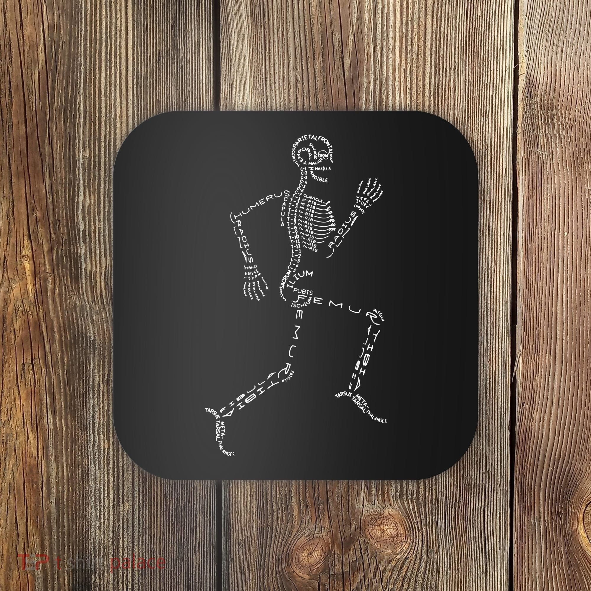 Human Skeleton Running Bone Names Anatomy Labels for Geeks Coaster