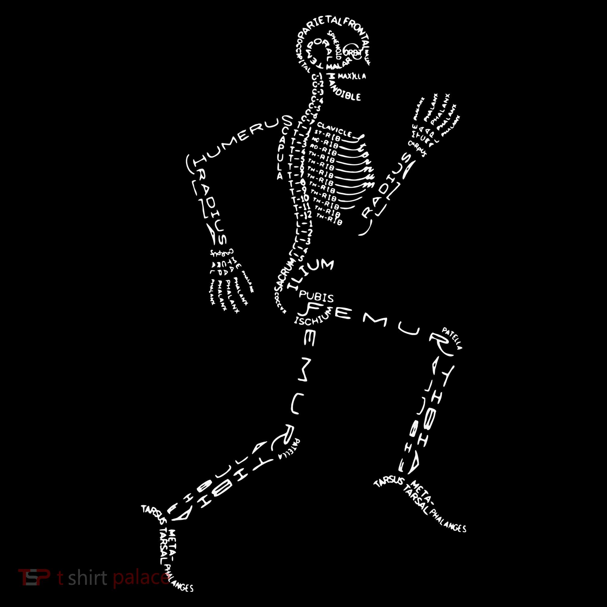 Human Skeleton Running Bone Names Anatomy Labels for Geeks Women's Hoodie