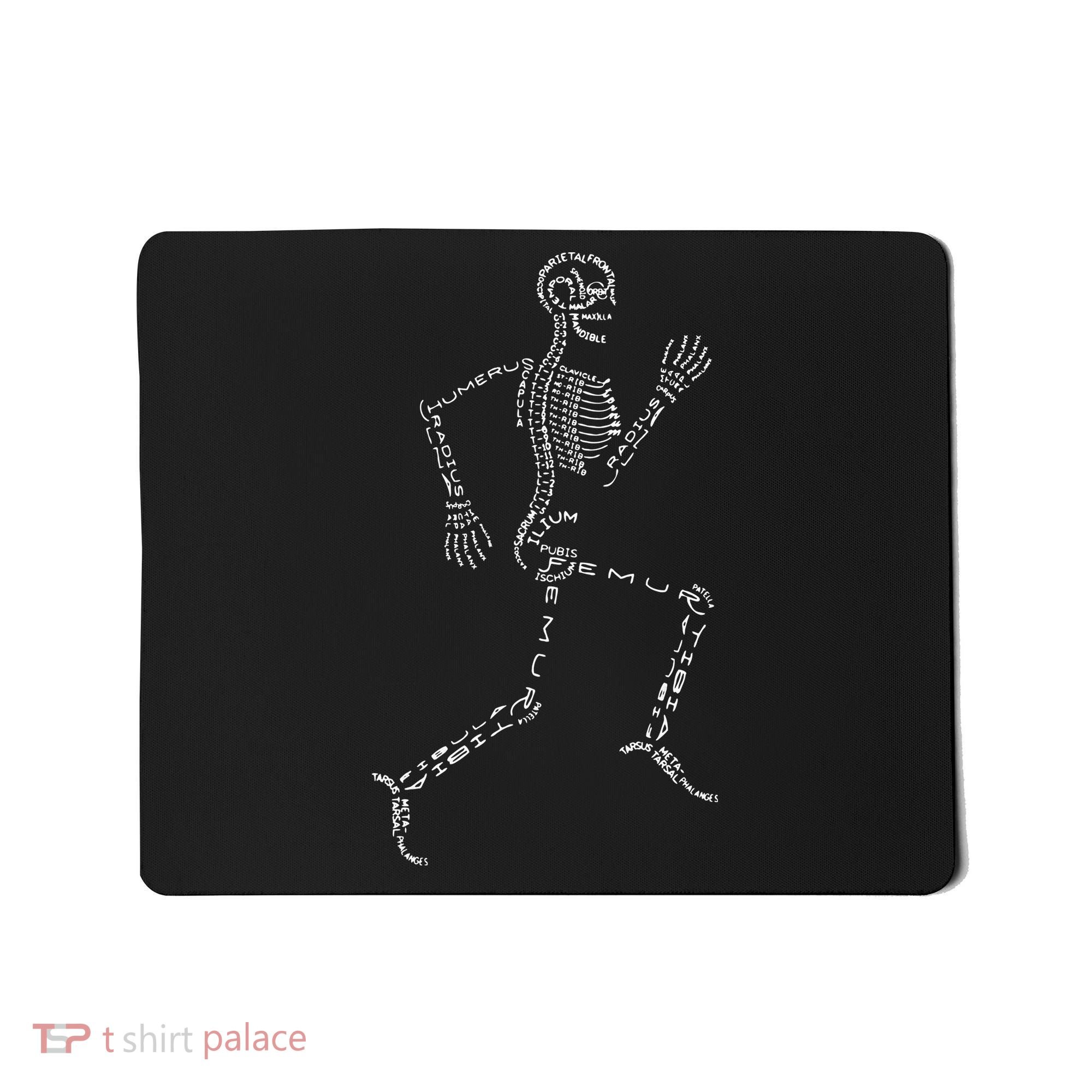 Human Skeleton Running Bone Names Anatomy Labels for Geeks Mousepad