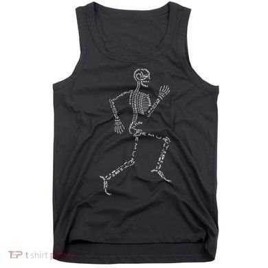 Human Skeleton Running Bone Names Anatomy Labels for Geeks Tank Top