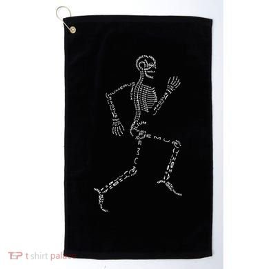 Human Skeleton Running Bone Names Anatomy Labels for Geeks Golf Towel