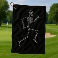 Human Skeleton Running Bone Names Anatomy Labels for Geeks Golf Towel thumb 1