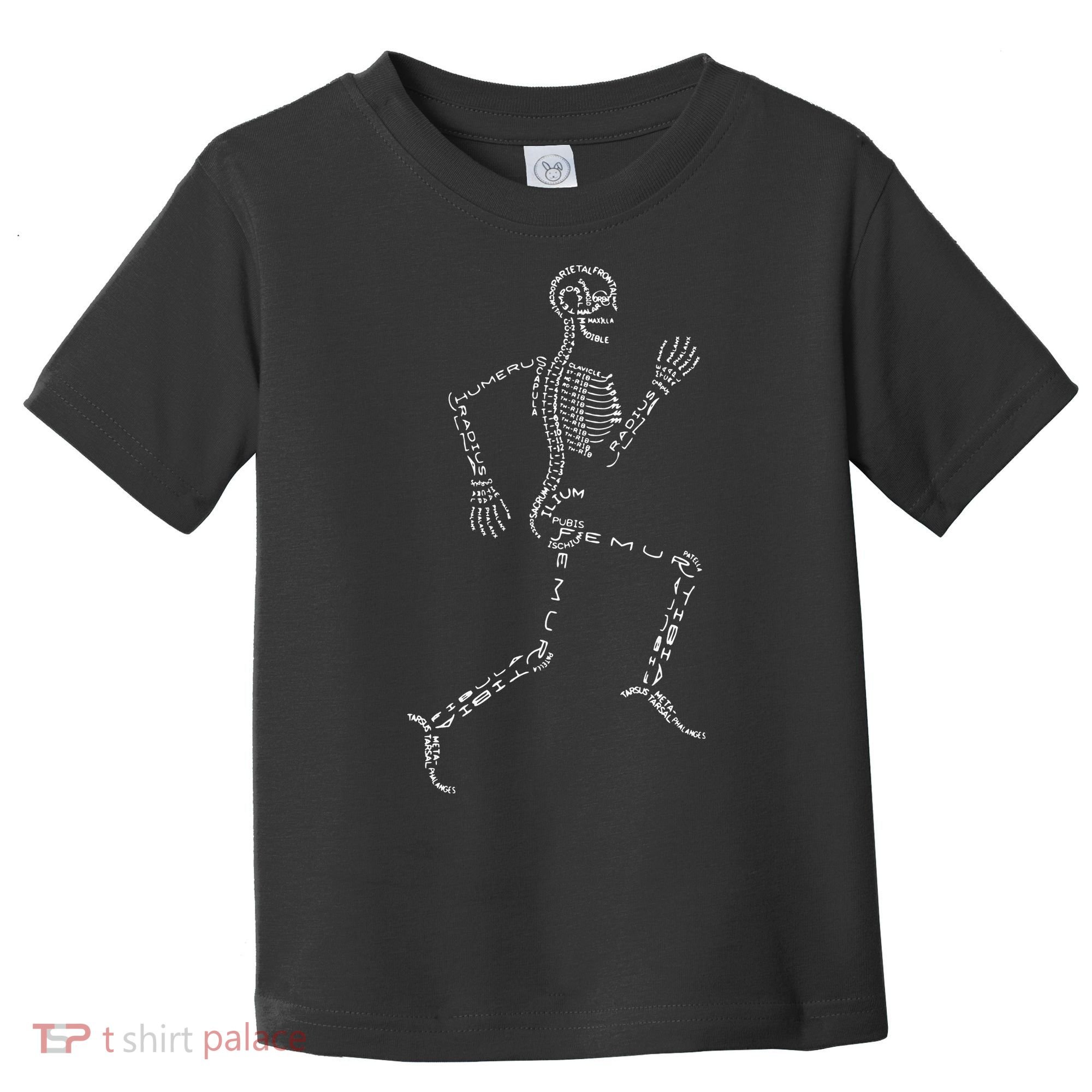 Human Skeleton Running Bone Names Anatomy Labels for Geeks Toddler T-Shirt