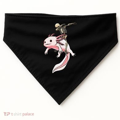 Halloween Skeleton Riding Axolotl Cute USA-Made Doggie Bandana