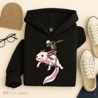 Halloween Skeleton Riding Axolotl Cute Hoodie thumb 4