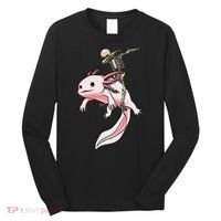 Halloween Skeleton Riding Axolotl Cute Long Sleeve Shirt thumb 0
