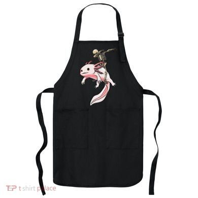 Halloween Skeleton Riding Axolotl Cute Apron