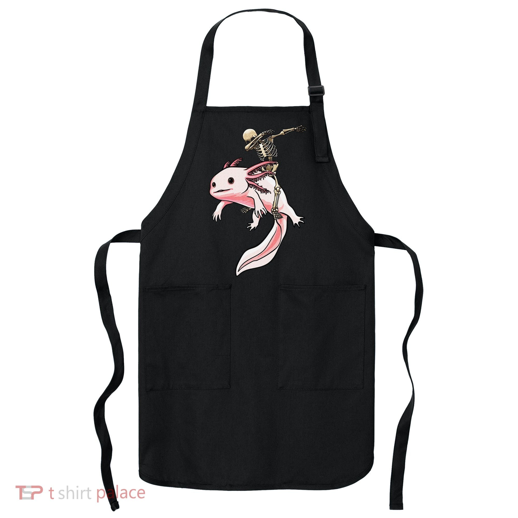 Halloween Skeleton Riding Axolotl Cute Apron