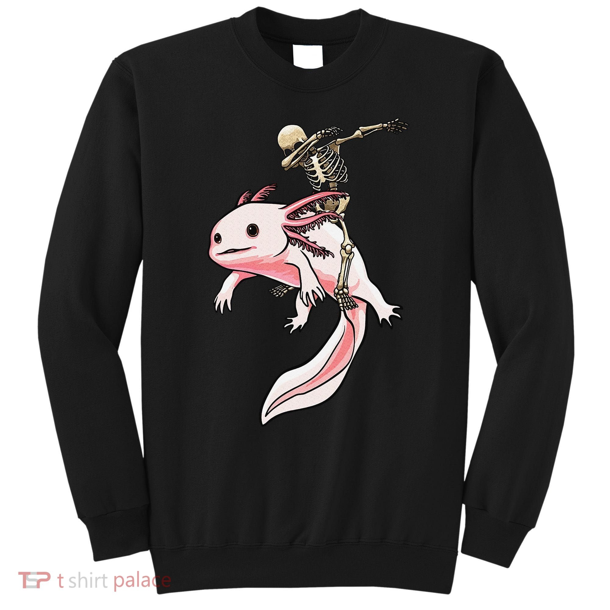 Halloween Skeleton Riding Axolotl Cute Sweatshirt