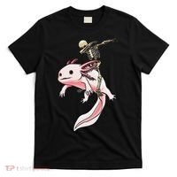 Halloween Skeleton Riding Axolotl Cute T-Shirt thumb 0