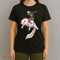 Halloween Skeleton Riding Axolotl Cute T-Shirt thumb 4