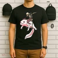 Halloween Skeleton Riding Axolotl Cute T-Shirt thumb 6