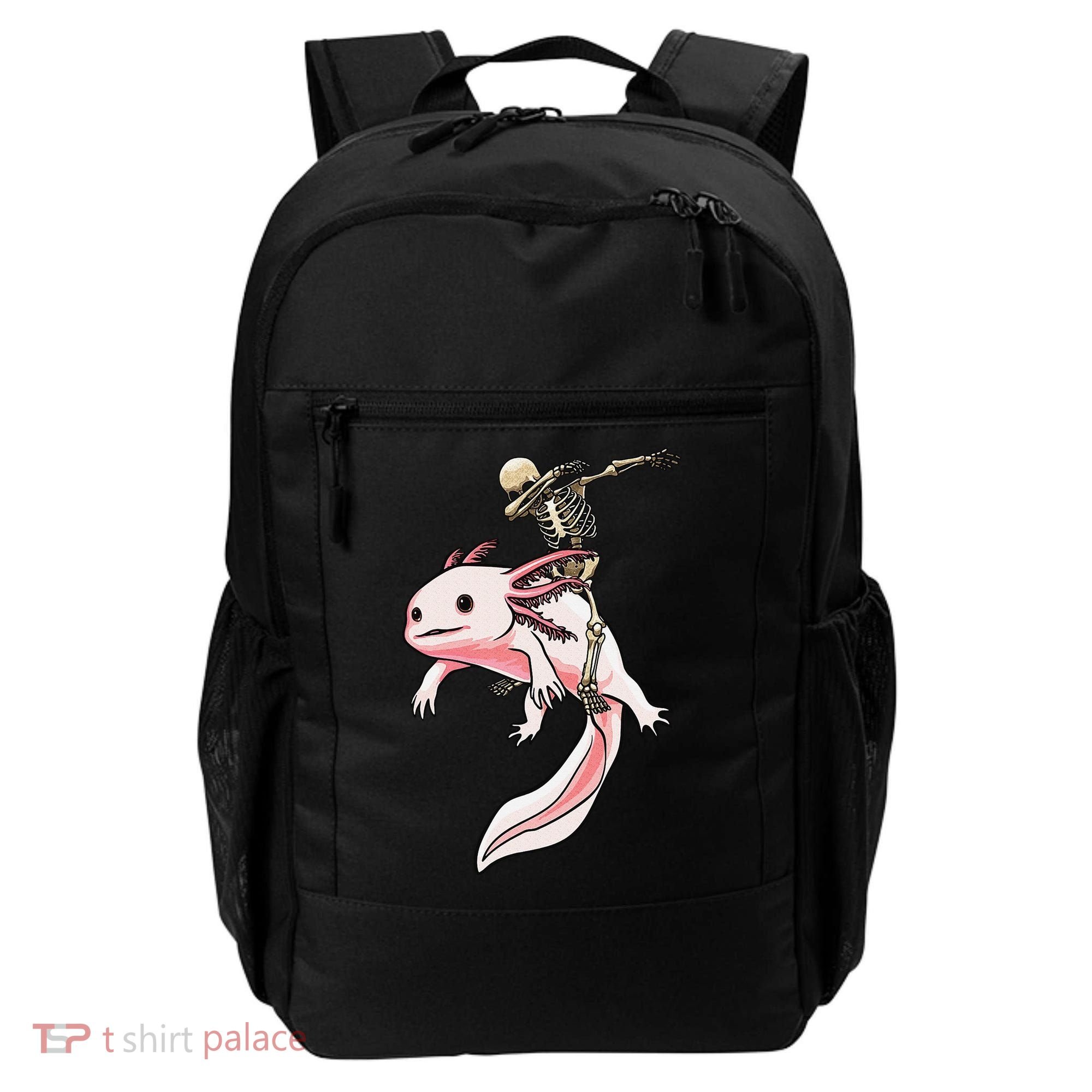 Halloween Skeleton Riding Axolotl Cute Backpack