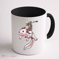 Halloween Skeleton Riding Axolotl Cute Coffee Mug thumb 1