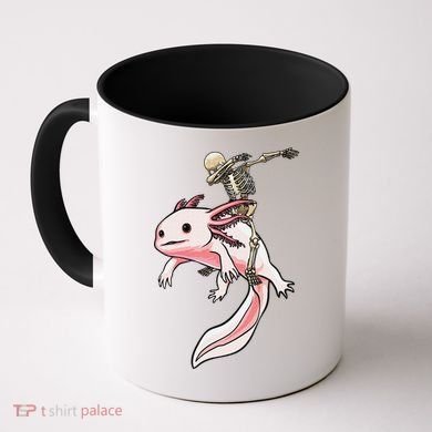 Halloween Skeleton Riding Axolotl Cute Coffee Mug